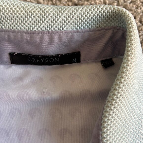 Greyson Mens Printed Polo Shirt M White & Purple Polyester/Spandex Stretch Casua - Picture 5 of 11